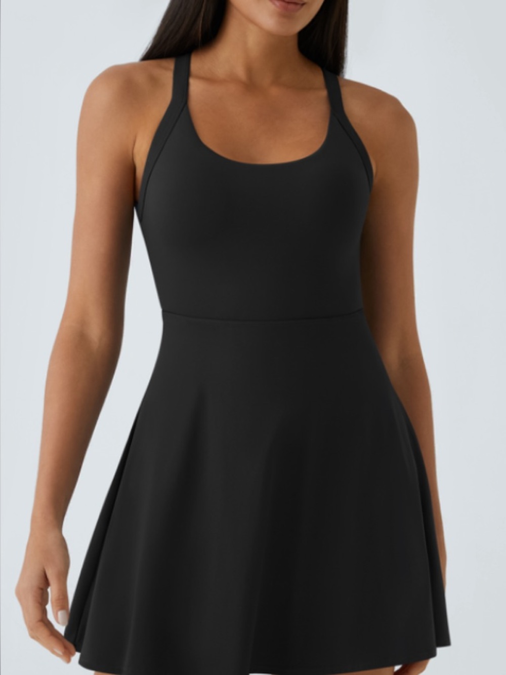 HALARA Black Scoop Neck Mini Dress